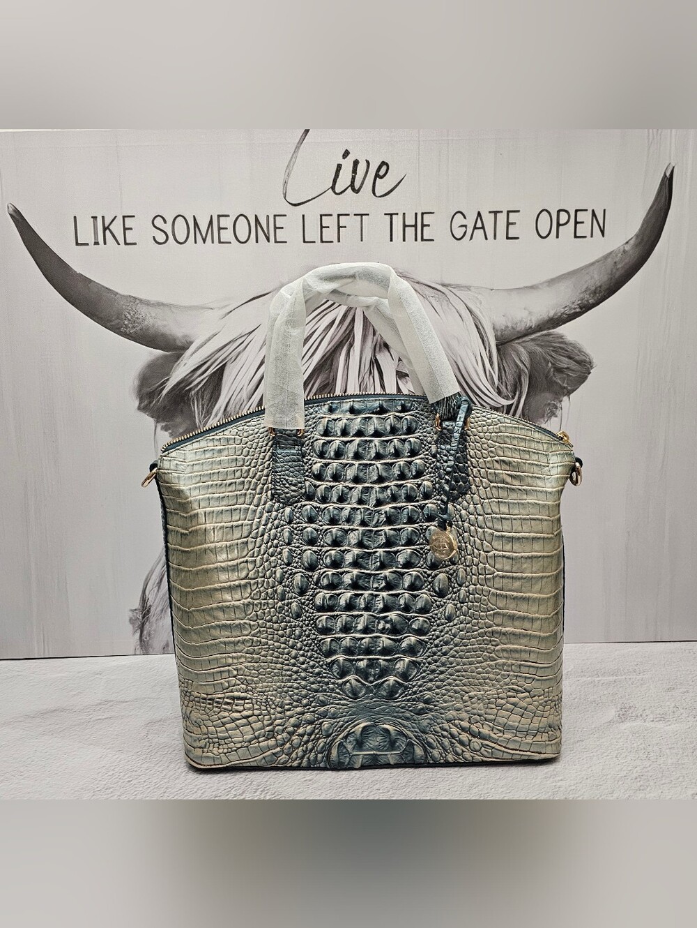 ✨ NWT Brahmin Large Duxbury Satchel Petrol Ombre Melbourne Leather + Dust Bag ✨